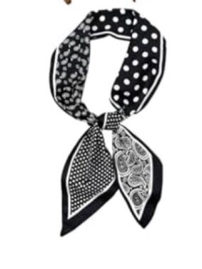 Anthropologie Black Polka Dot & Paisley Women's Neck Scarf